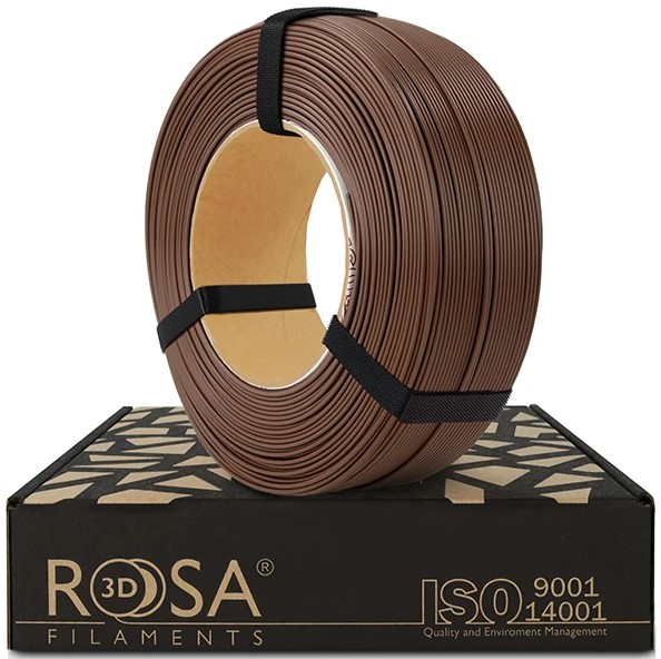 3D plastikas PLA ruda (chocolate brown) 1.75mm 1kg refill pakuotė Rosa3D
