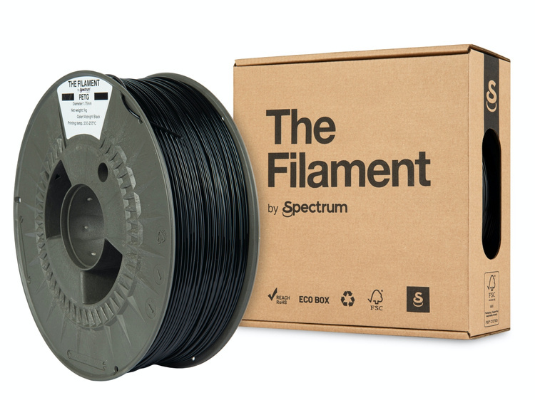 3D plastikas PET-G juodas (midnight black) 1kg The Filament by Spectrum