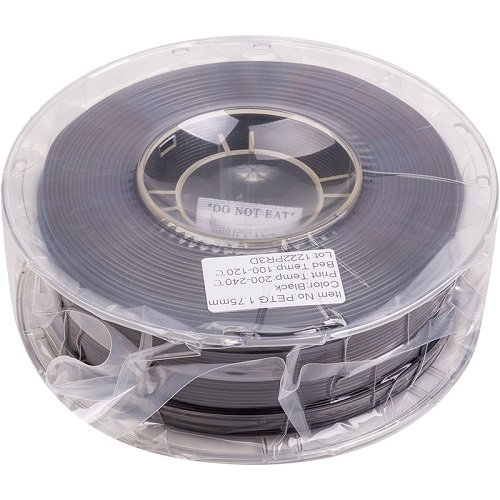 3D spausdinimo plastikas PETG, 1.75mm, 1kg, juodas