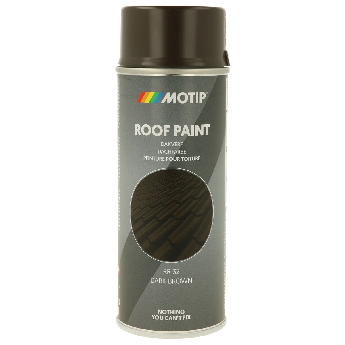 Purškiami dažai stogų dangai MOTIP, RR32, Dark brown, matiniai, 400 ml