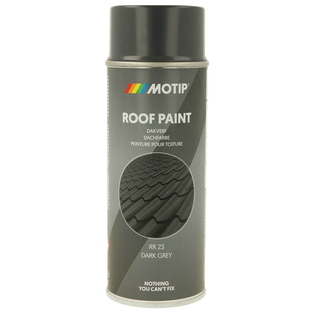 Purškiami dažai stogų dangai MOTIP, RR23, Dark grey, matiniai, 400 ml