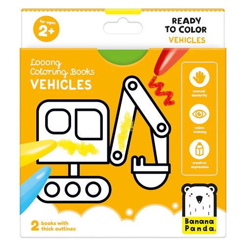 BananaPanda Looong Coloring Books - Ready to Color Vehicles 2+