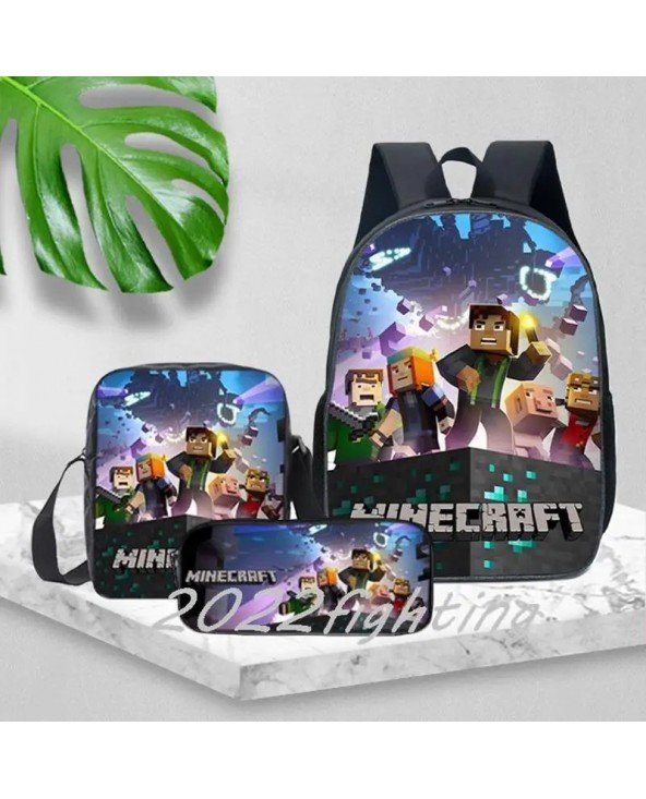 MINECRAFT kuprinė 3 vnt. mažylių knygų krepšys mergaičių berniukų mokyklos krepšys