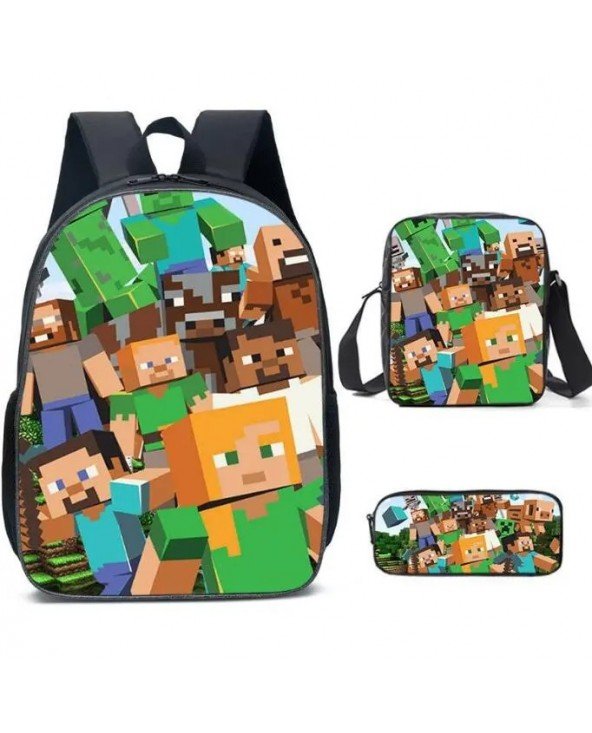 3 vnt./set MINECRAFT mokyklinės kuprinės vaikams pradinės kuprinės vaikų knygų krepšys