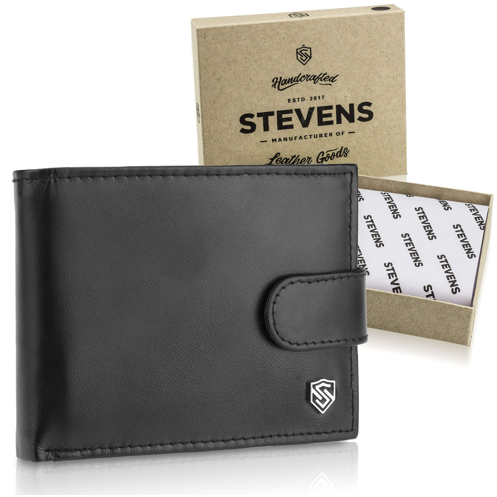 Vyriška odinė piniginė Stevens Z3-325A, juoda