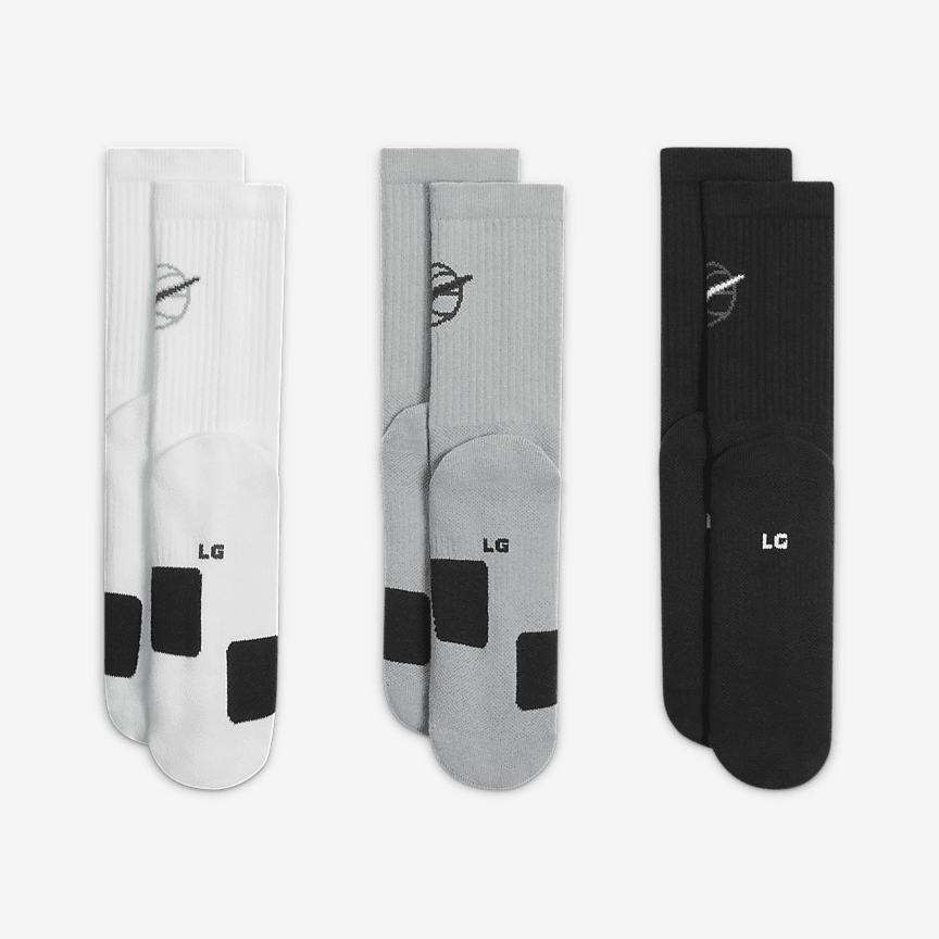 Nike Elite Everyday Crew Kojinės (3 Poros) - Dydis XL (DA2123-902 Kojinės)