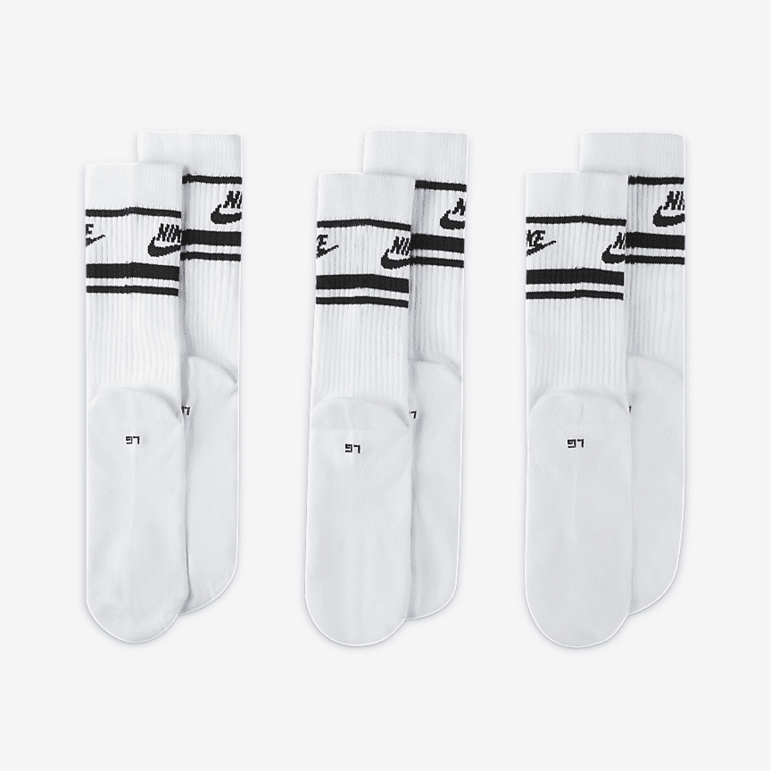 Nike Sportswear Essential Crew Socks 3 Pack - Dydis XL (DX5089-103 Kojinės)