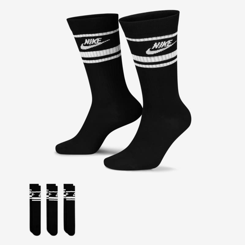 Nike Sportswear Essential Crew Socks 3-Pack - Dydis 34/38 (DX5089-010 Kojinės)