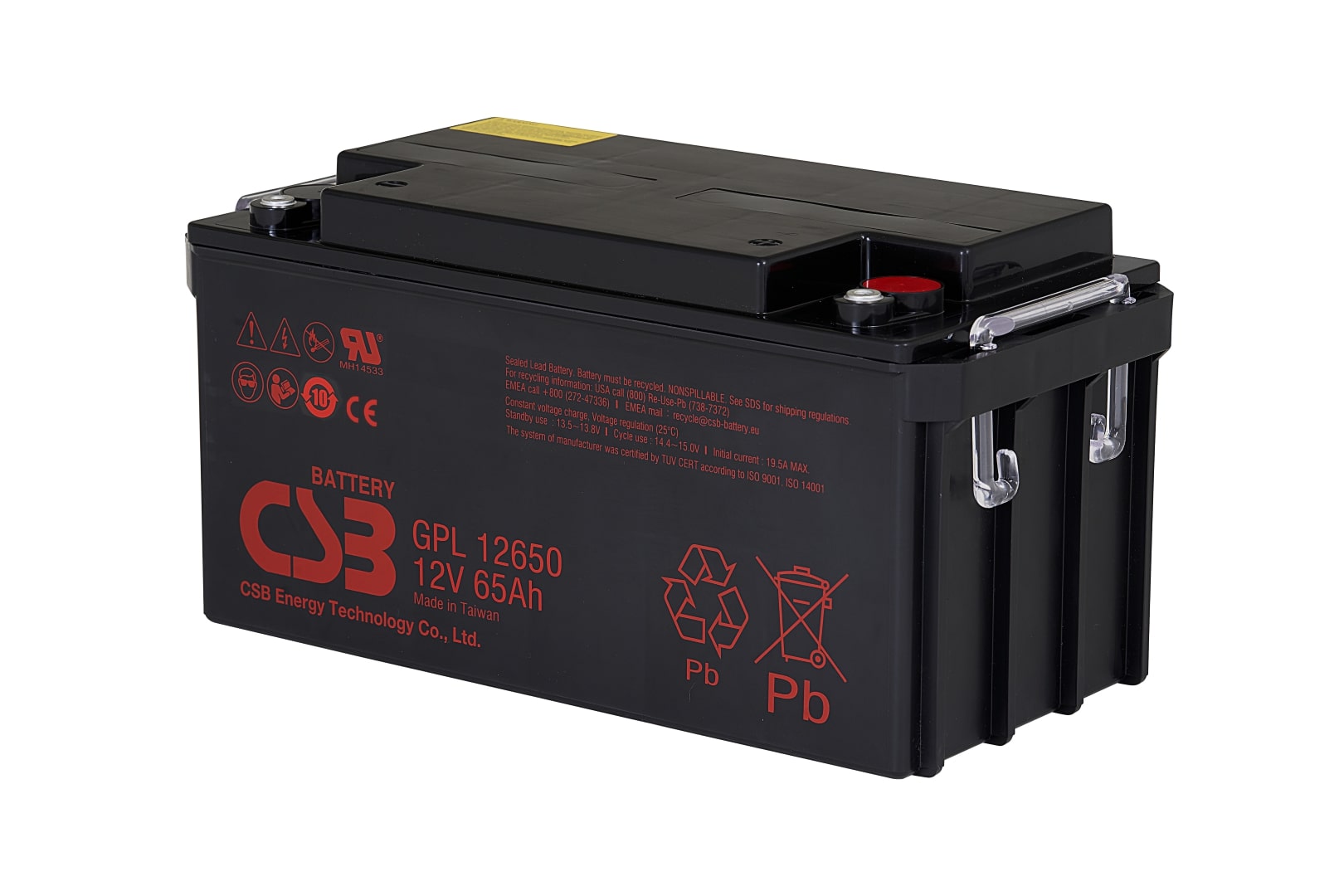 Akumuliatorius 12V 65Ah I2 (M6) Pb CSB projektinis amžius iki 10 metų AGM VRLA