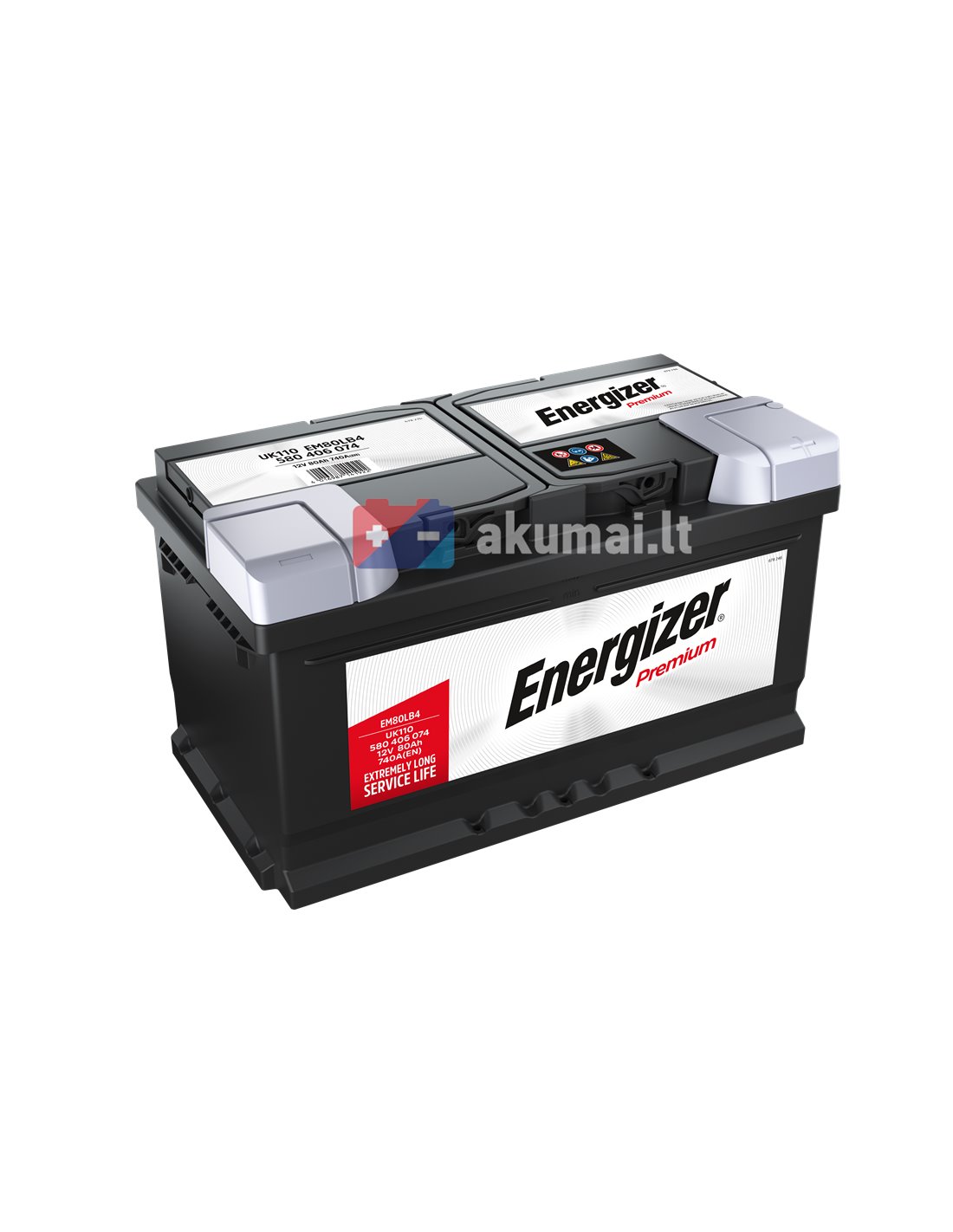 Energizer 80Ah Premium akumuliatorius