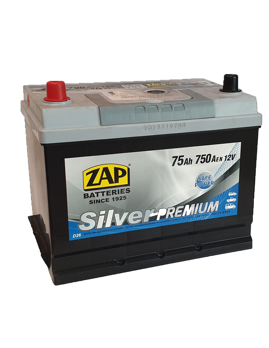 ZAP Silver Premium  Jap (+-) akumuliatorius 12V 75Ah 750A