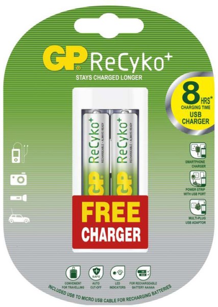 Įkroviklis akumuliatorių Free GP U211, 2 x AA ReCyko