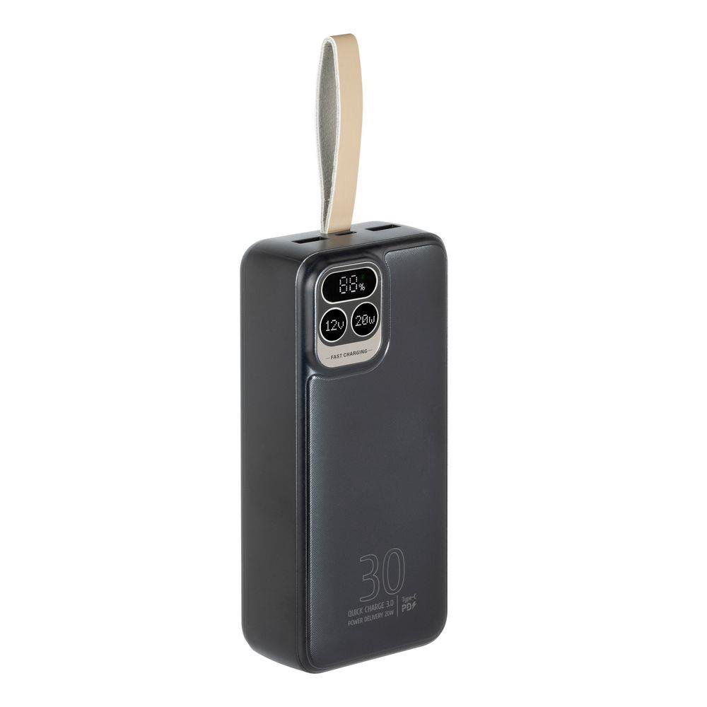 Išorinė baterija RIVACASE VA2585, 30000 mAh, EU, QC/PD 20W su LCD, juoda