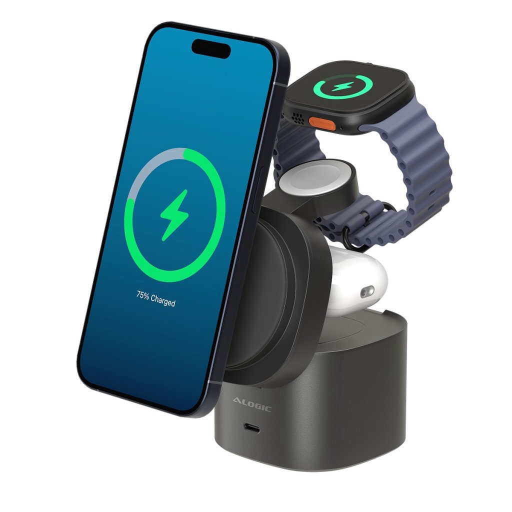 ALOGIC Powerpod 4in1 Qi2 Wireless Charging stand - Black