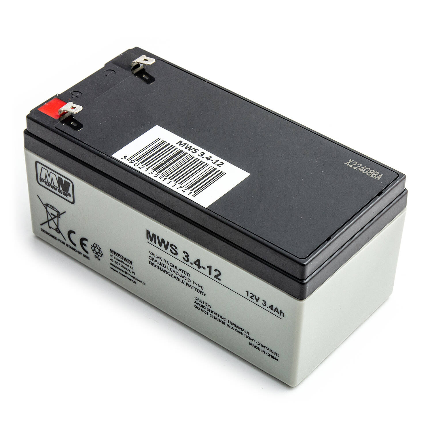 MW Power MWS 3.4-12 12V 3,4 Ah AGM Akumuliatorius nereikalaujantis priežiūros
