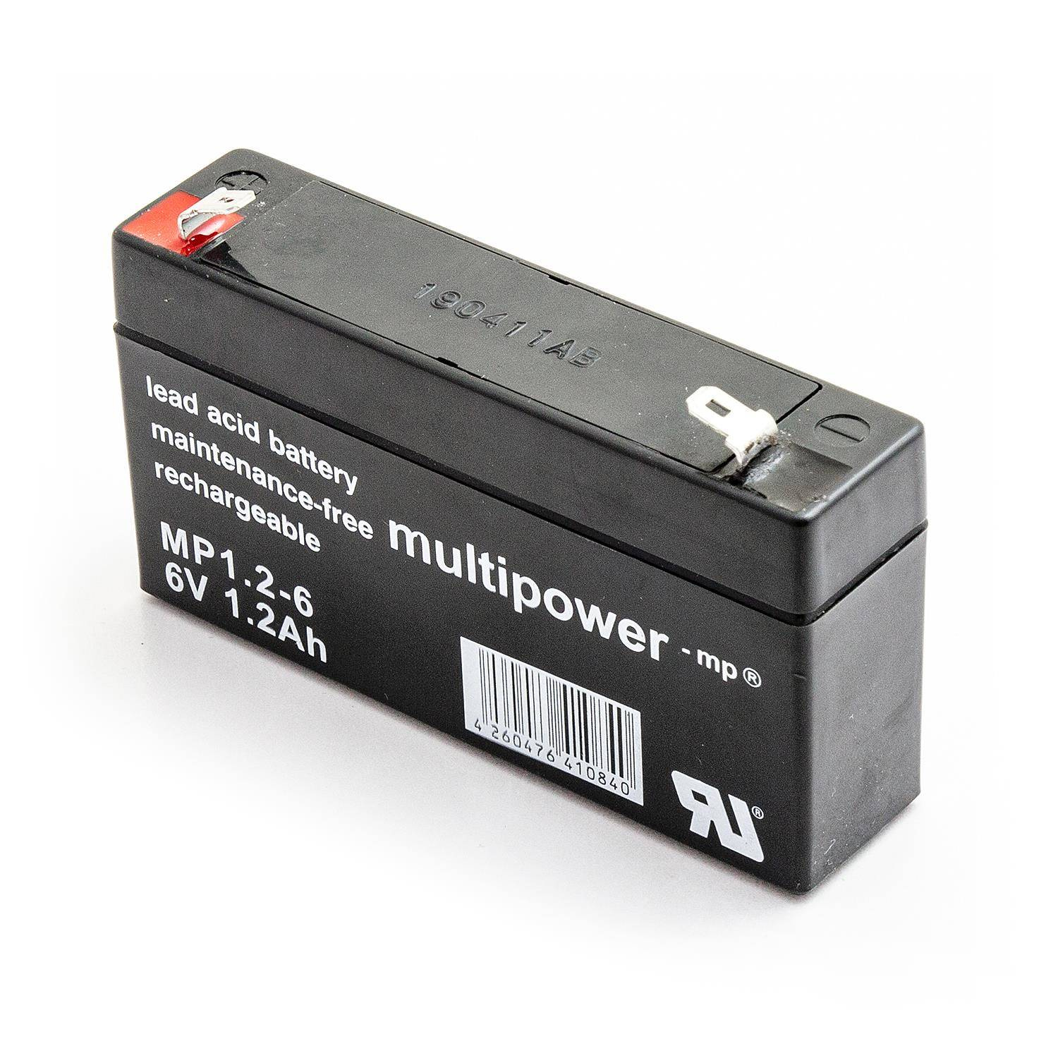 Multipower MP1.2-6 6V 1,2Ah VDs AGM Akumuliatorius, nereikalaujantis priežiūros