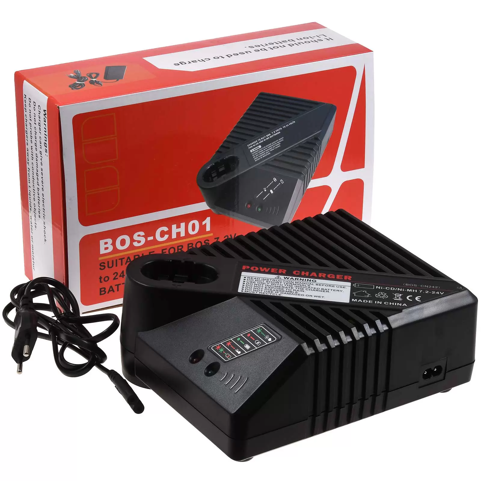 Įkroviklis, suderinamas su Bosch AL2425DW tipo 7,2 V-24 V NiCd / NiMh - AL60DV2425, 2607225028, 2607224426, 2607224484.