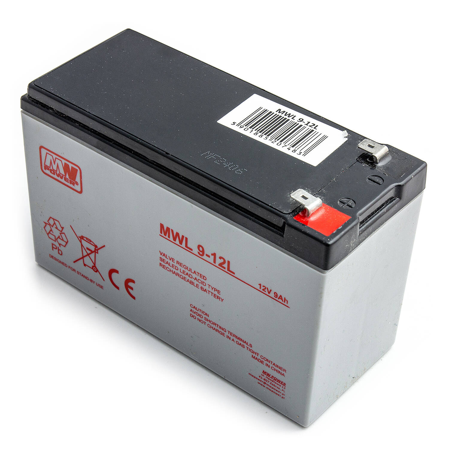 Akumuliatorius AGM MW Power MWL 9-12L 12V 9Ah iki UPS APC, Ever, Fideltronik, Eatonoms Powerware, Aliarmui