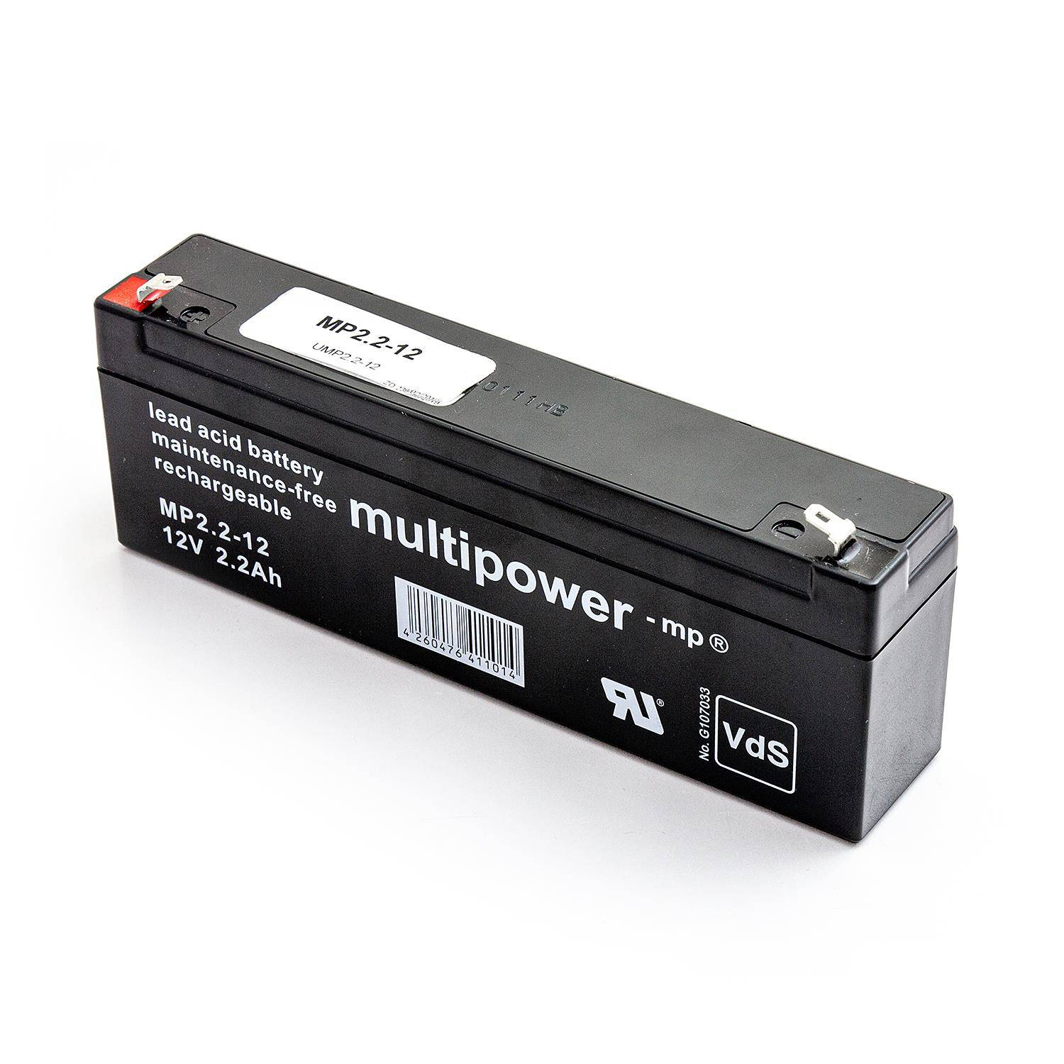 Multipower MP2.2-12 12V 2,2Ah Vds AGM Akumuliatorius nereikalaujantis priežiūros