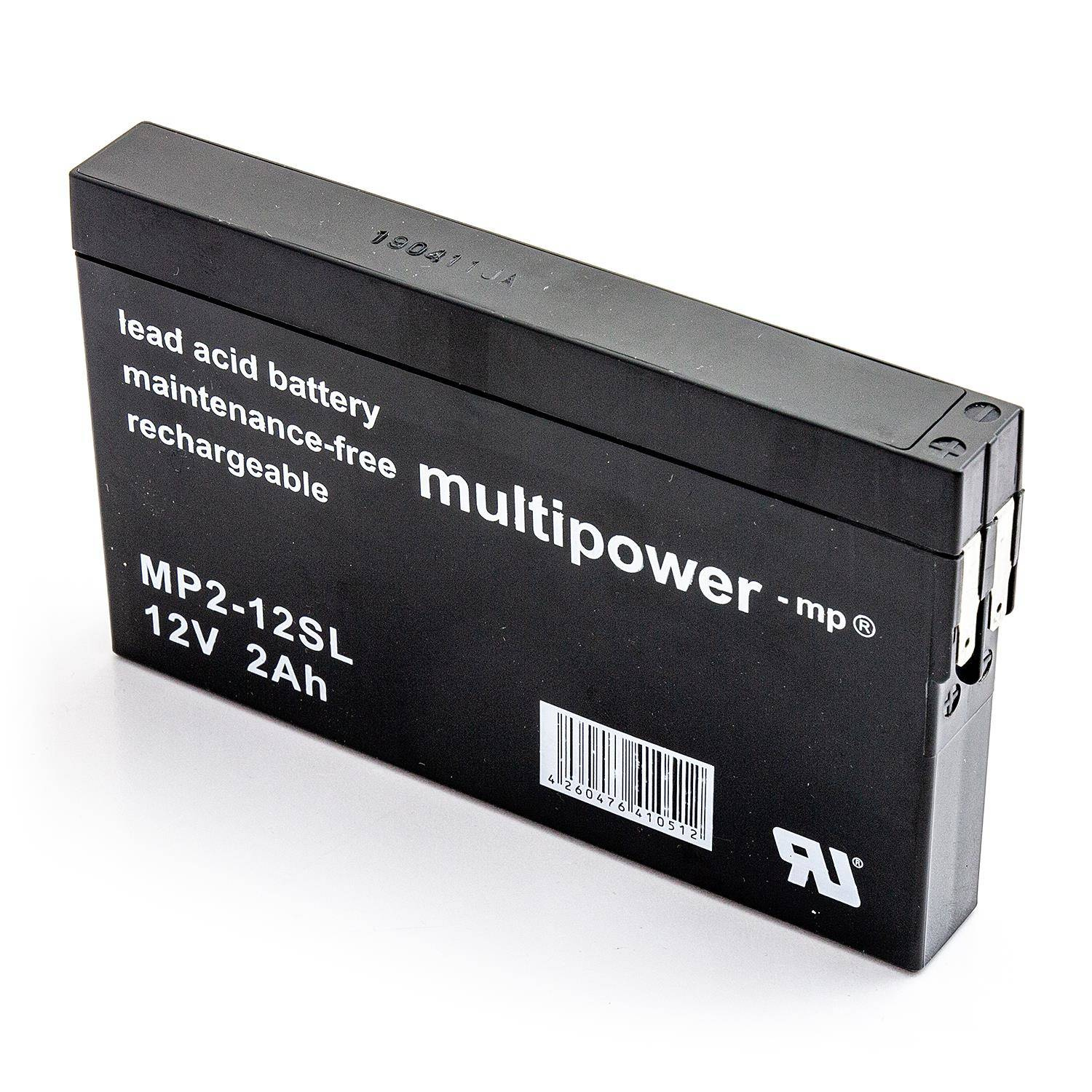 Multipower MP2-12SL NP2-12 12V 2Ah AGM Akumuliatorius nereikalaujantis priežiūros