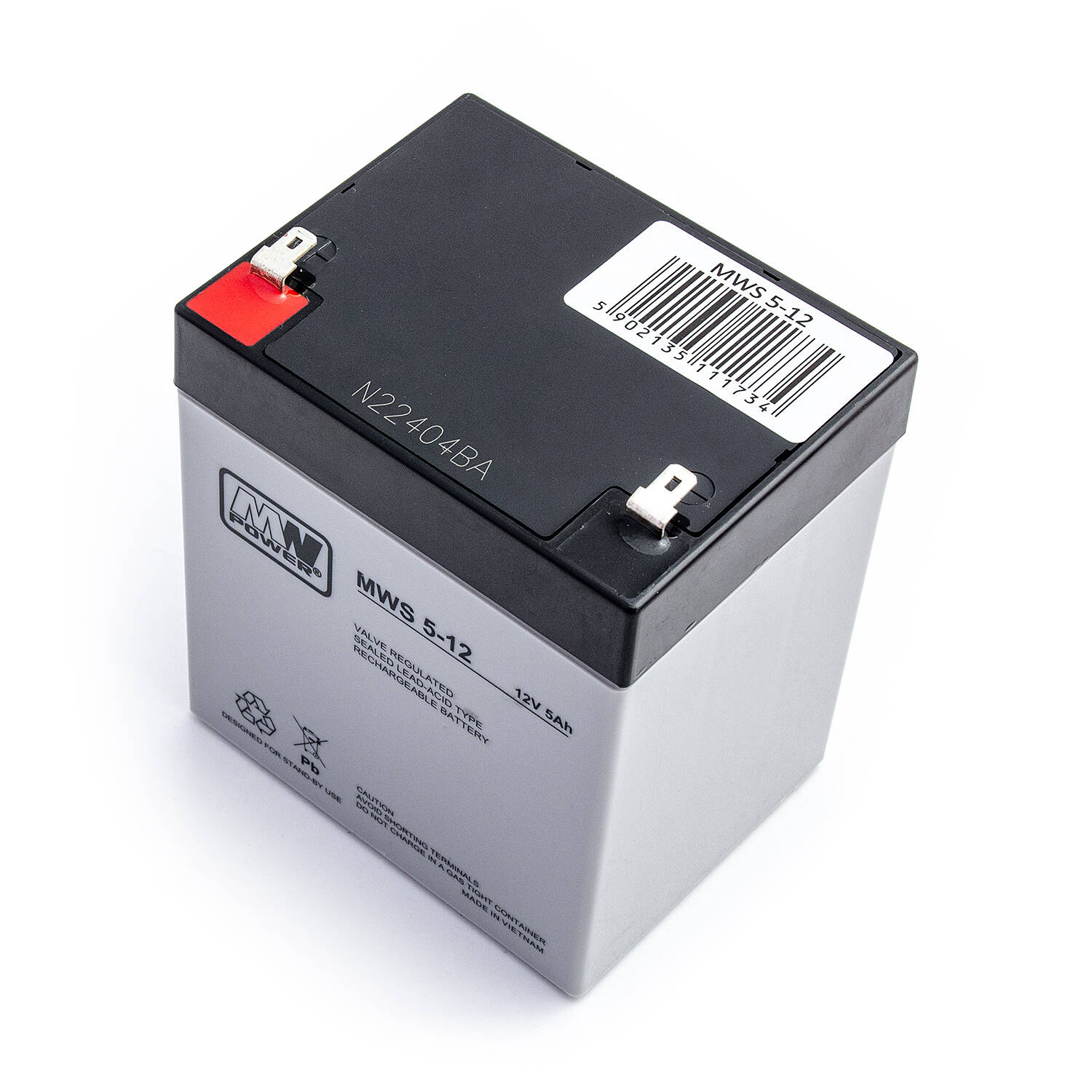 Akumuliatorius MW Power MWS 5-12 12V 5.0Ah AGM, nereikalaujantis techninės priežiūros, skirtas alyvoms