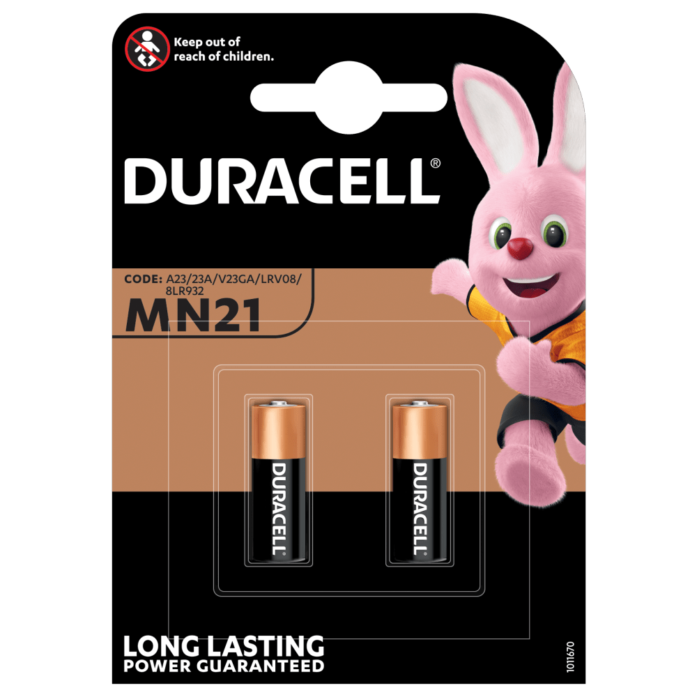 2 x Duracell A23 MN21 12V 23A, 23GA, A23, E23A, GP23A, K23A, L1028, LR23A, LRV08, LRVO8, MN21, MS21, V23, V23GA, VR22 baterija