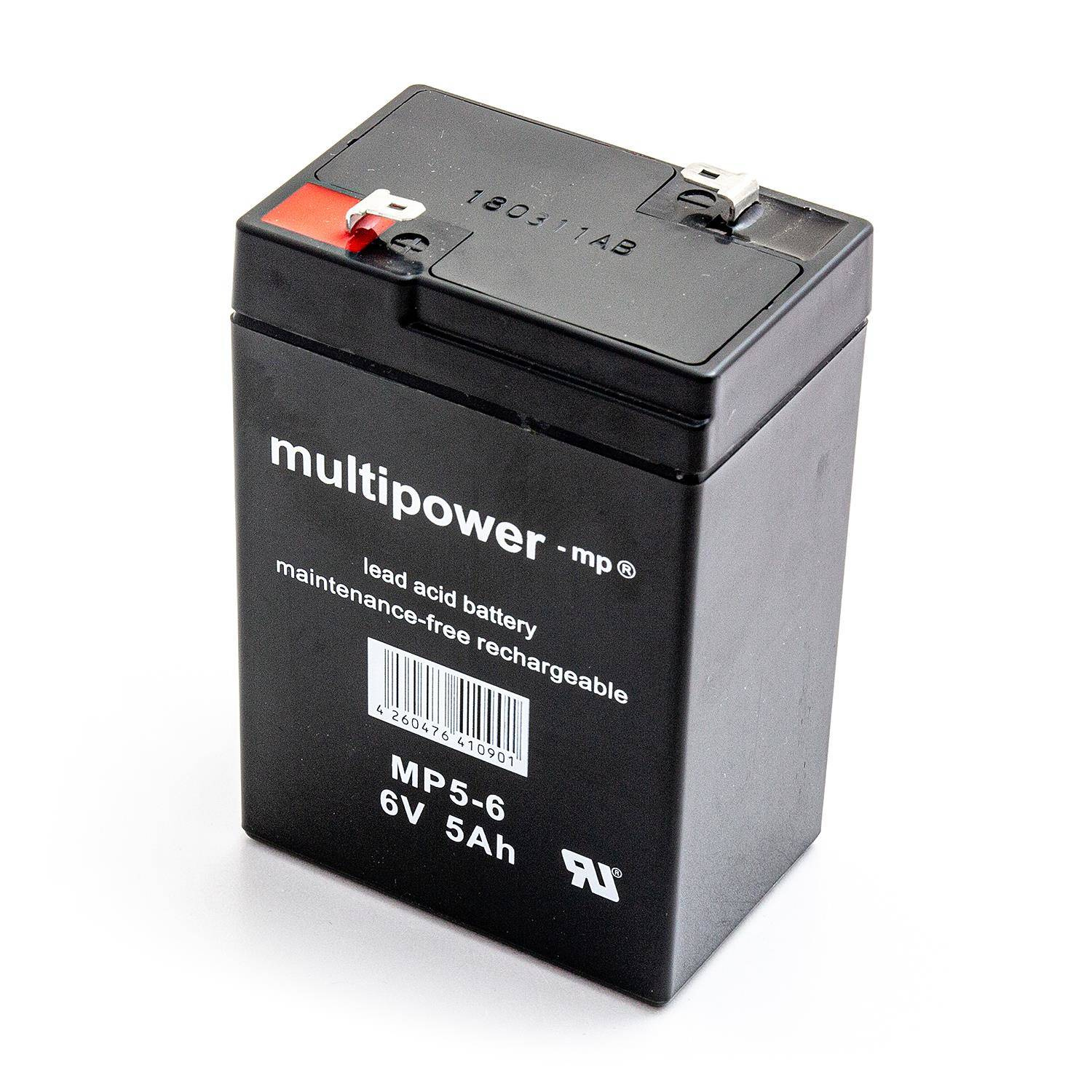 Multipower MP5-6 6V 5Ah AGM Akumuliatorius, nereikalaujantis priežiūros
