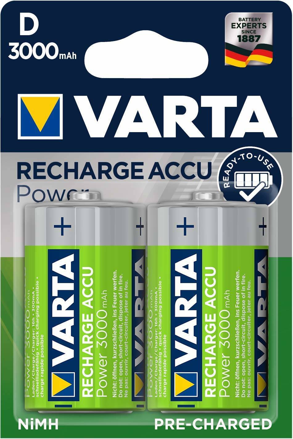 Akumuliatorius Varta R20 D R2U NiMH 1,2V 3000mAh 2B