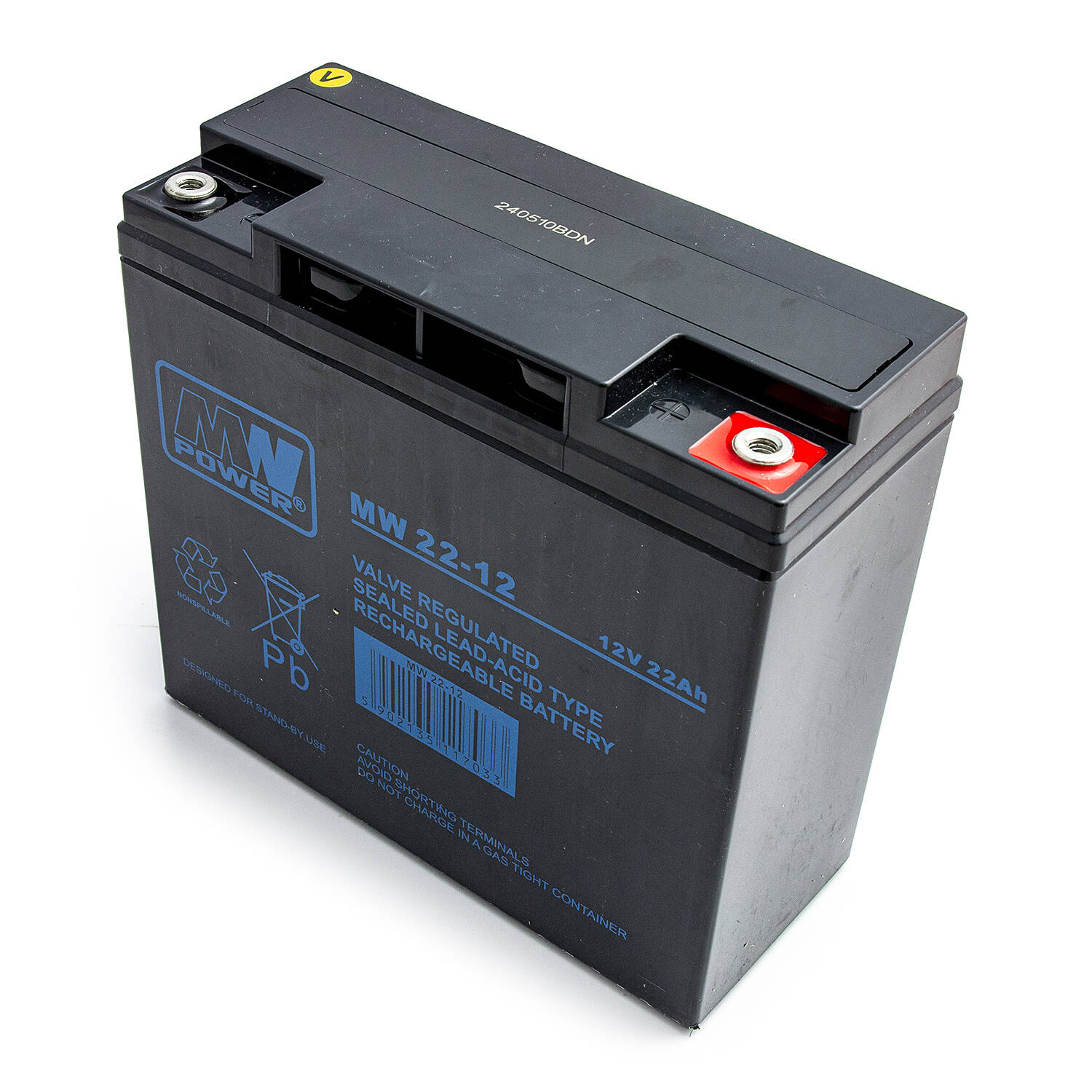 Akumuliatorius AGM MW Power MW 22-12 12V22Ah iki UPS APC RBC7 RBC11 RBC50 RBC55 Ever Fideltronik Eatonoms Powerware Aliarmui