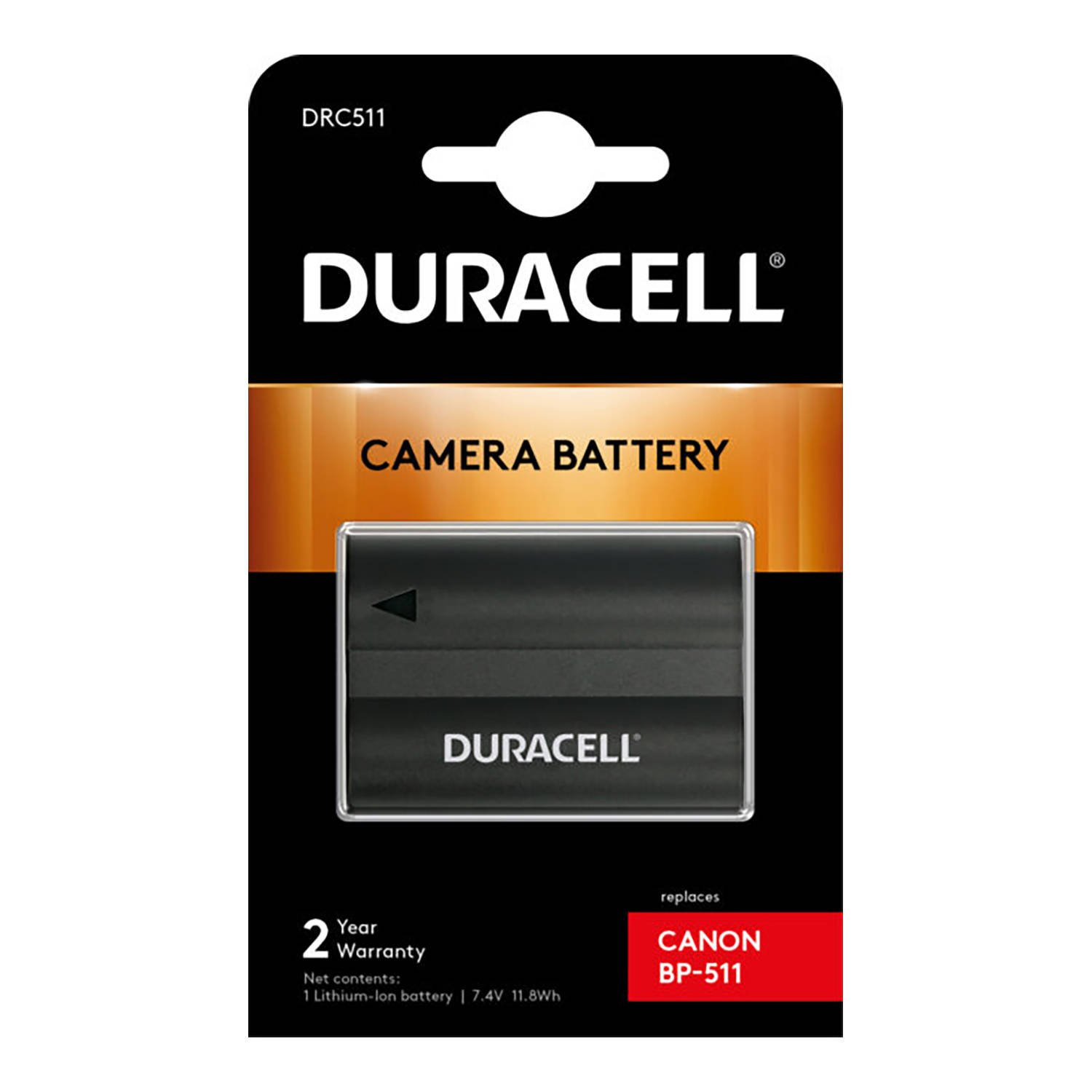 Baterija Duracell DRC511 7,4 V 1600 mAh Li-Ion - Canon BP-508 / BP-511 / BP-511A / BP-512 / BP-514,