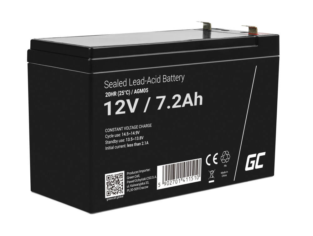 Akumuliatorius Green Cell 12V / 7,2Ah / AGM / AGM05