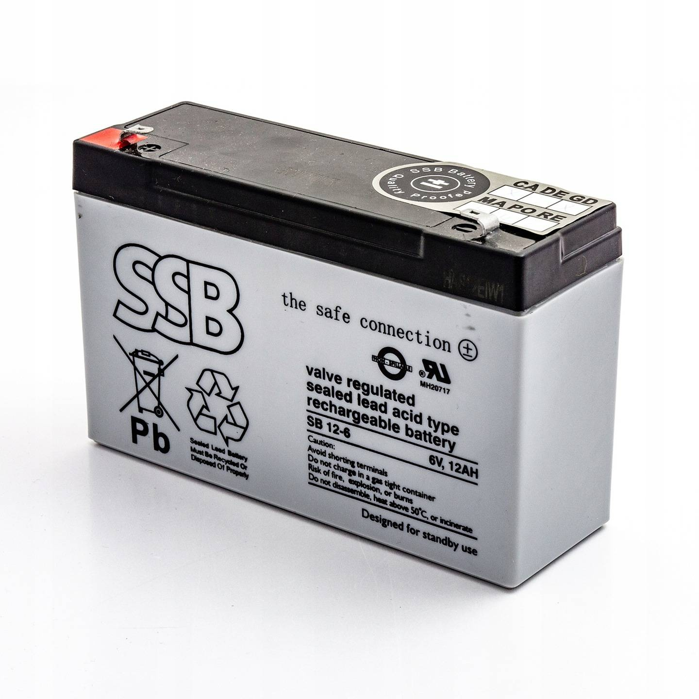 SSB SB 12-6 6V 12Ah AGM Akumuliatorius nereikalaujantis priežiūros