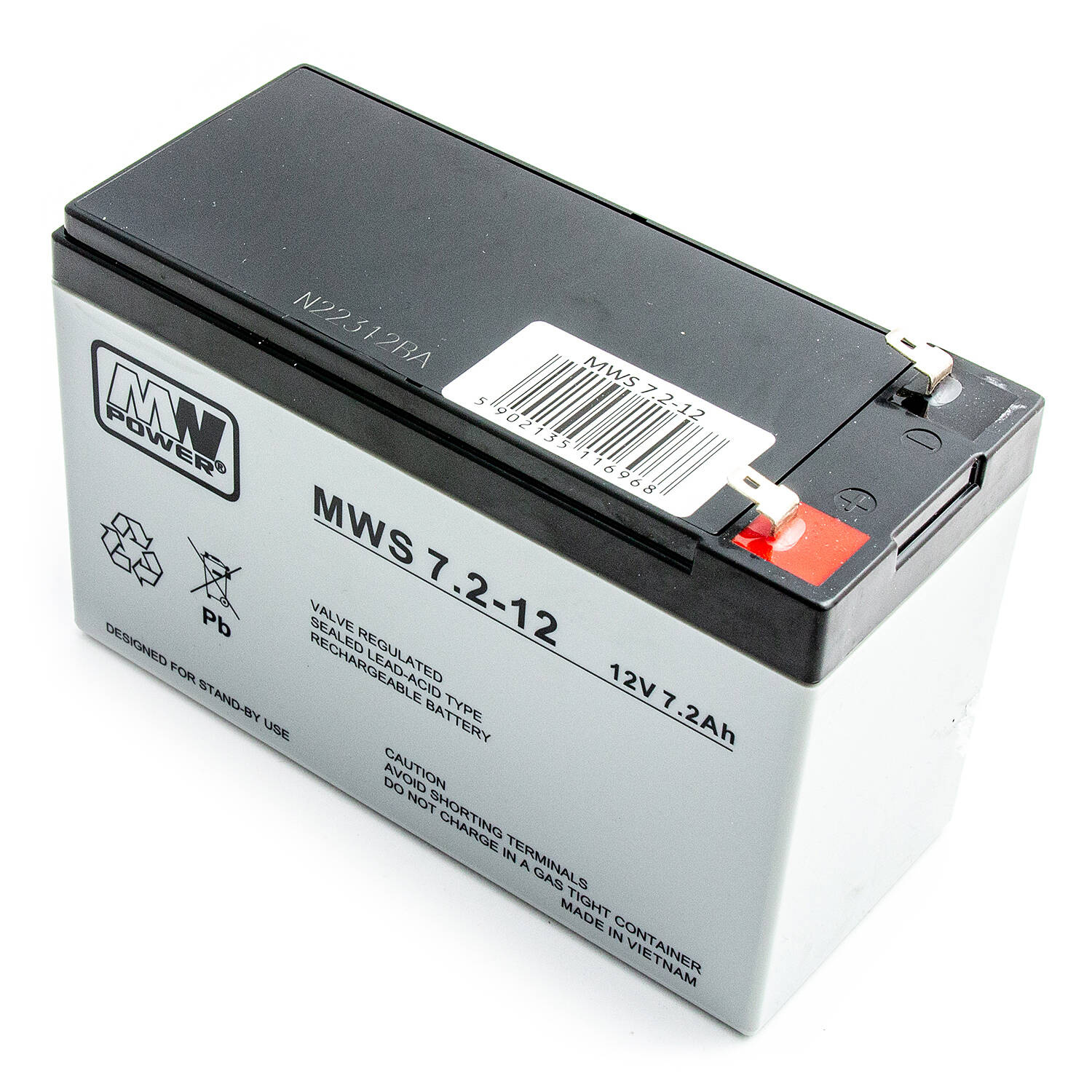 Baterija MW Power MWS 7.2-12 12V7.2Ah, skirta signalizacijos UPS Žaislai Kasos aparatas