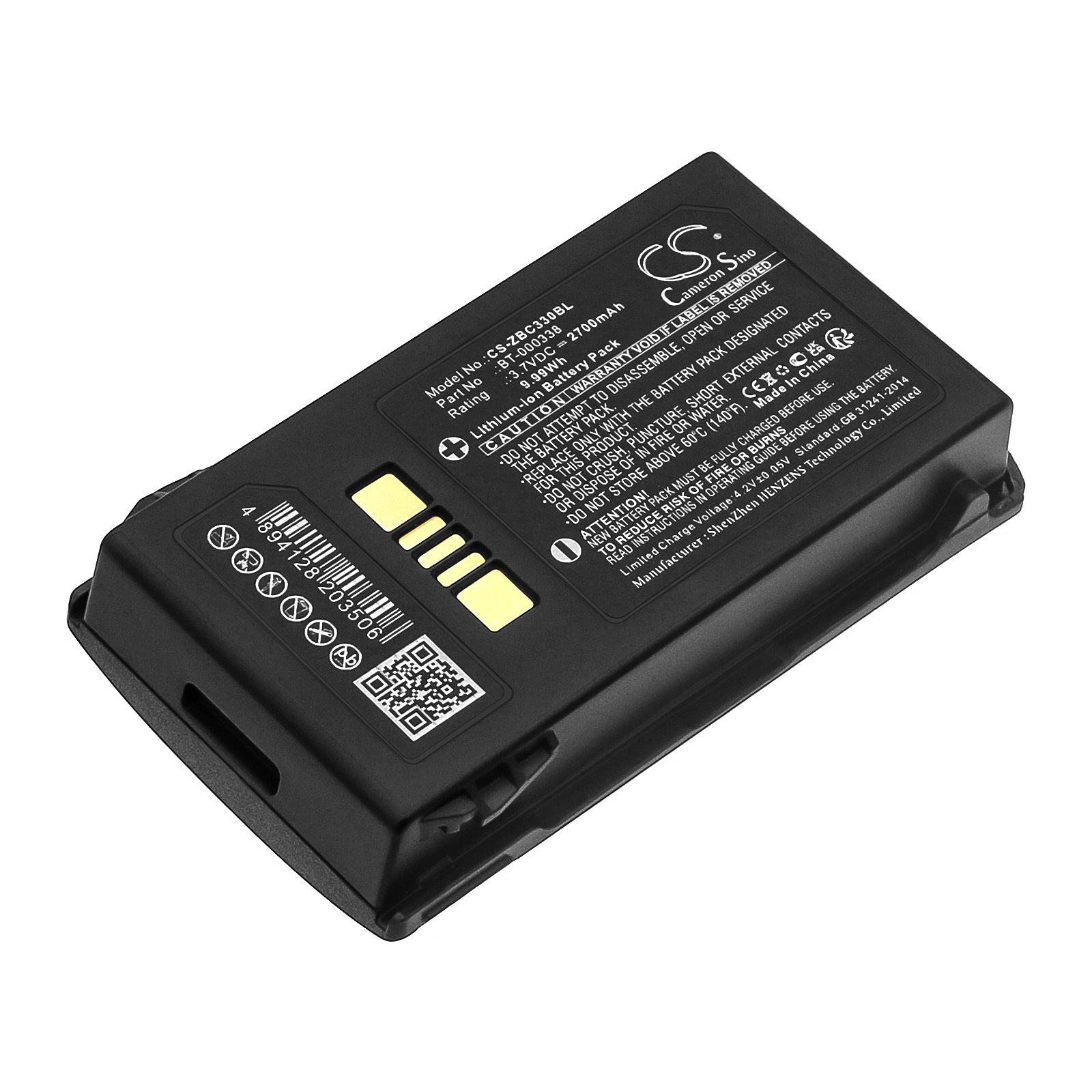 Pakaitinis akumuliatorius skaitytuvui Zebra MC33 MC330 MC3300 BT-000337 BT-000338 BTRY-MC33-27MA-01 3,7 V 2700 mAh Li-Ion