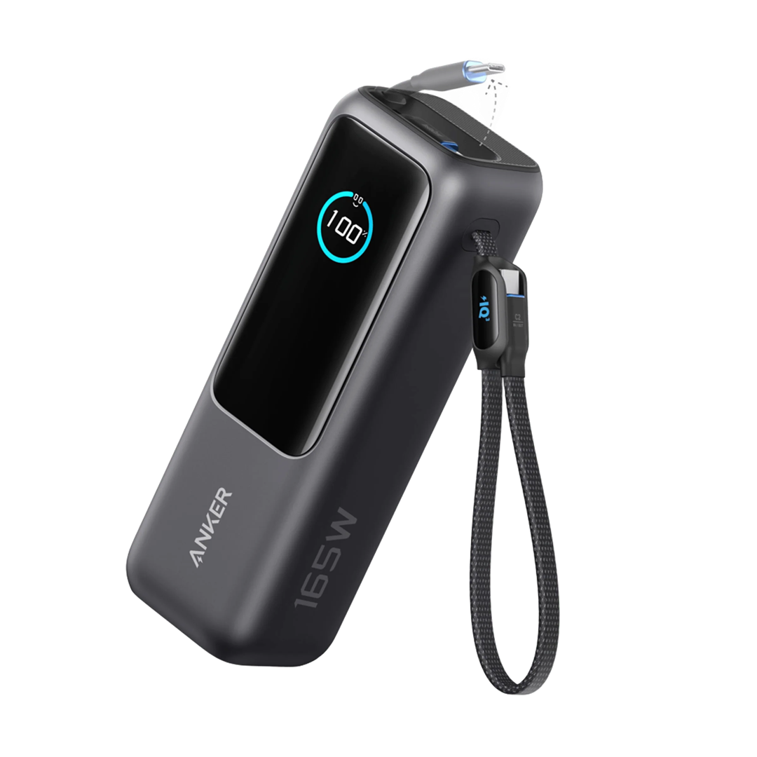 Išorinė baterija ANKER  25000mAh, 165W, 1x USB A, 1xUSB C ir dviem integruotais USB C kabeliais