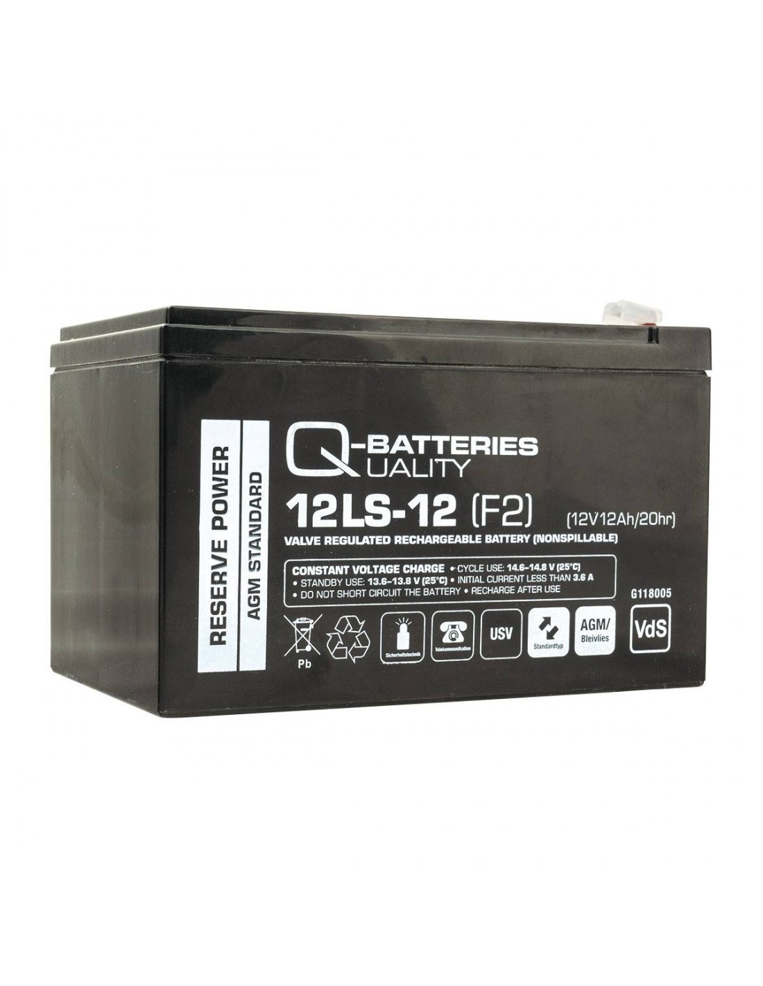 Q-Batteries AGM baterija 12LS-12 12V12Ah (F2)
