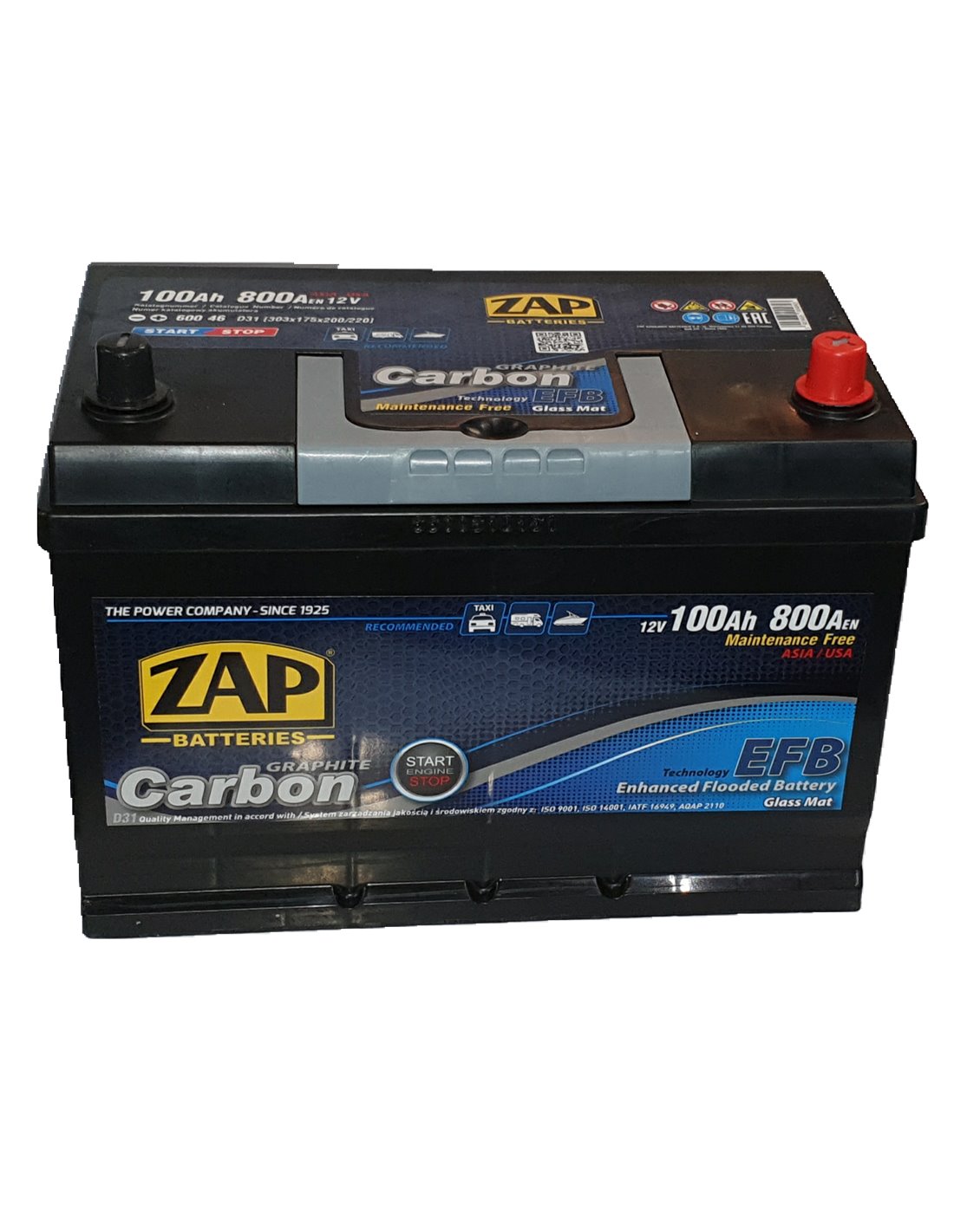 ZAP Carbon EFB Jap (-+) akumuliatorius 12V 100Ah 800A