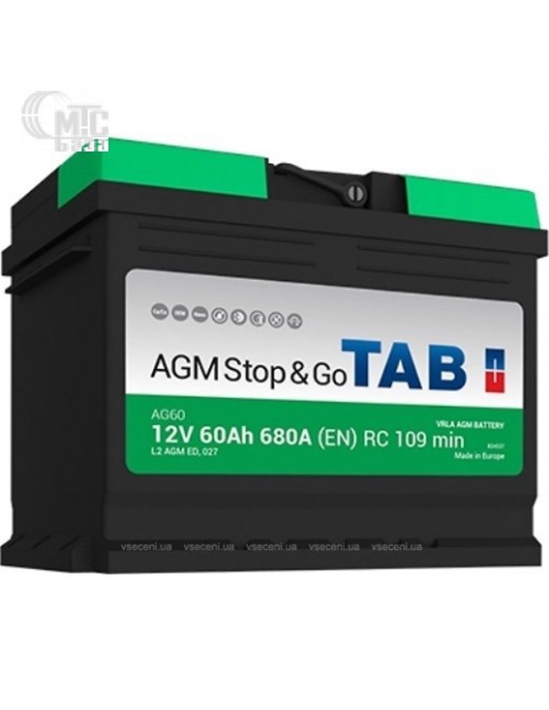 TAB AGM akumuliatorius 12V 60Ah 680A