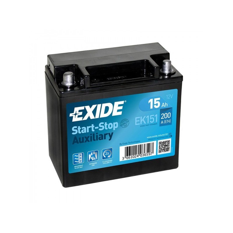 Akumuliatorius EXIDE 15 Ah 200 A EN 12V AGM