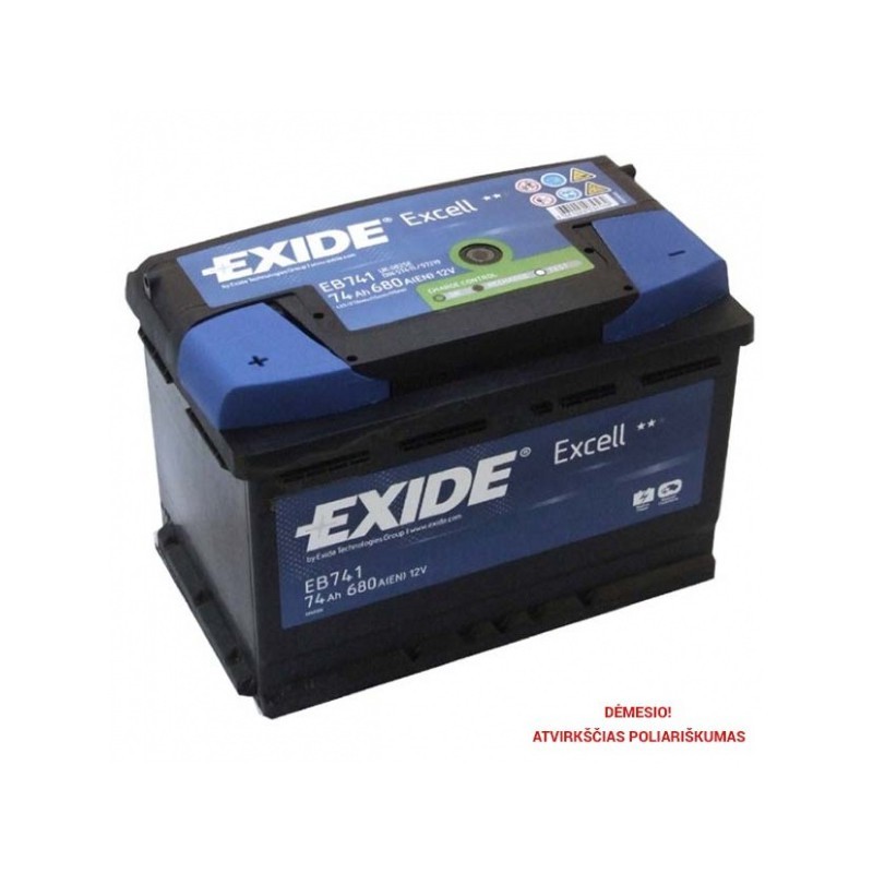 Akumuliatorius EXIDE 74 Ah 680 A EN 12V