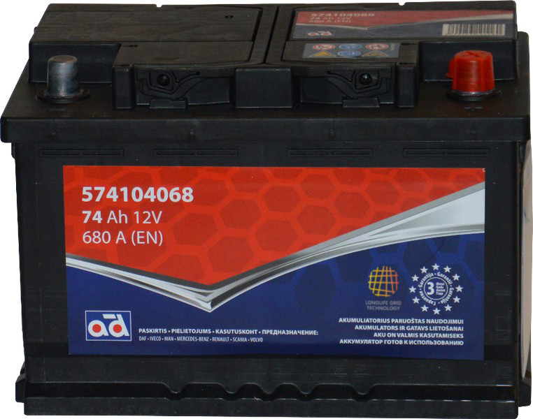 Akumuliatorius AD 74Ah 680A