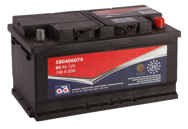 Akumuliatorius AD 80Ah 740A