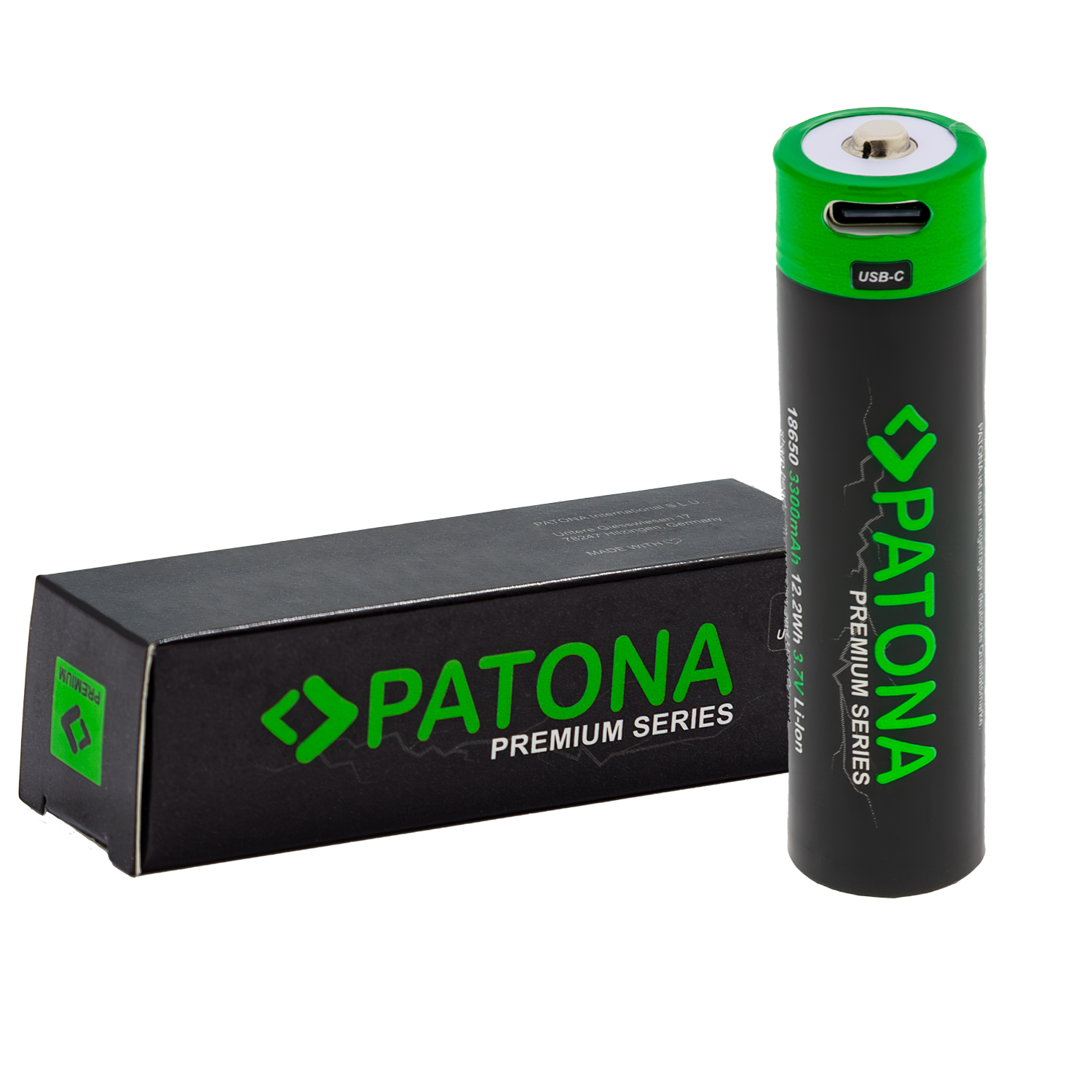 Akumuliatorius su PCM apsauga 18650 3.7V 3300mAh 3A Li-Ion kraunamas per USB-C PATONA