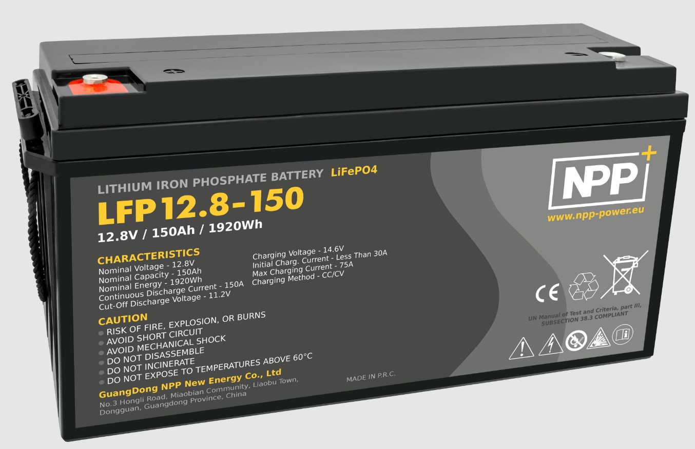 Akumuliatorius LiFePO4 12.8V 150Ah su T16 (M8) kontaktais NPP