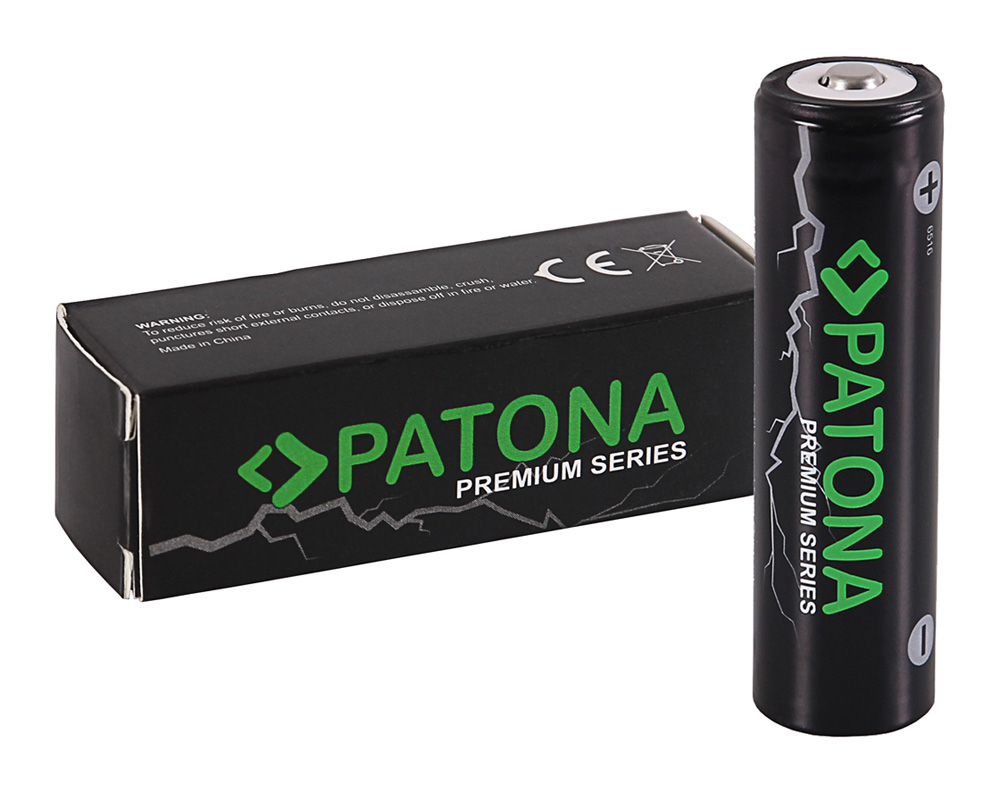 Akumuliatorius su iškilusiu + 18650 3.7V 3300mAh 4.8A Li-Ion be PCM apsaugos PATONA