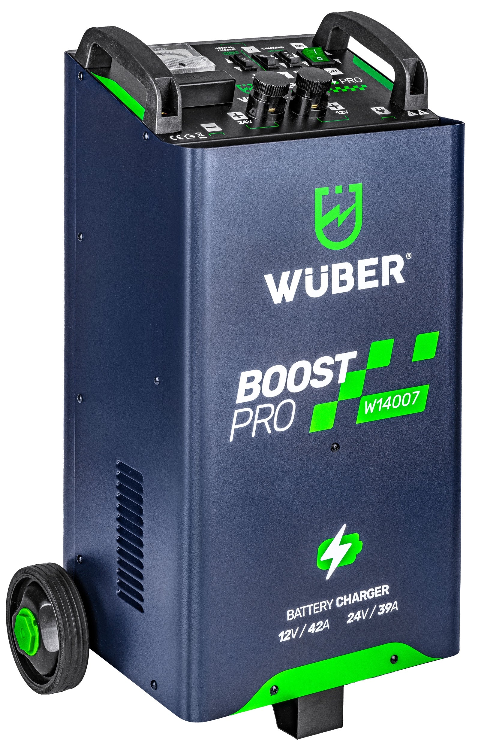 Universalus 12v/24v akumuliatoriaus įkroviklis su starteriu (400a) Wuber 42a