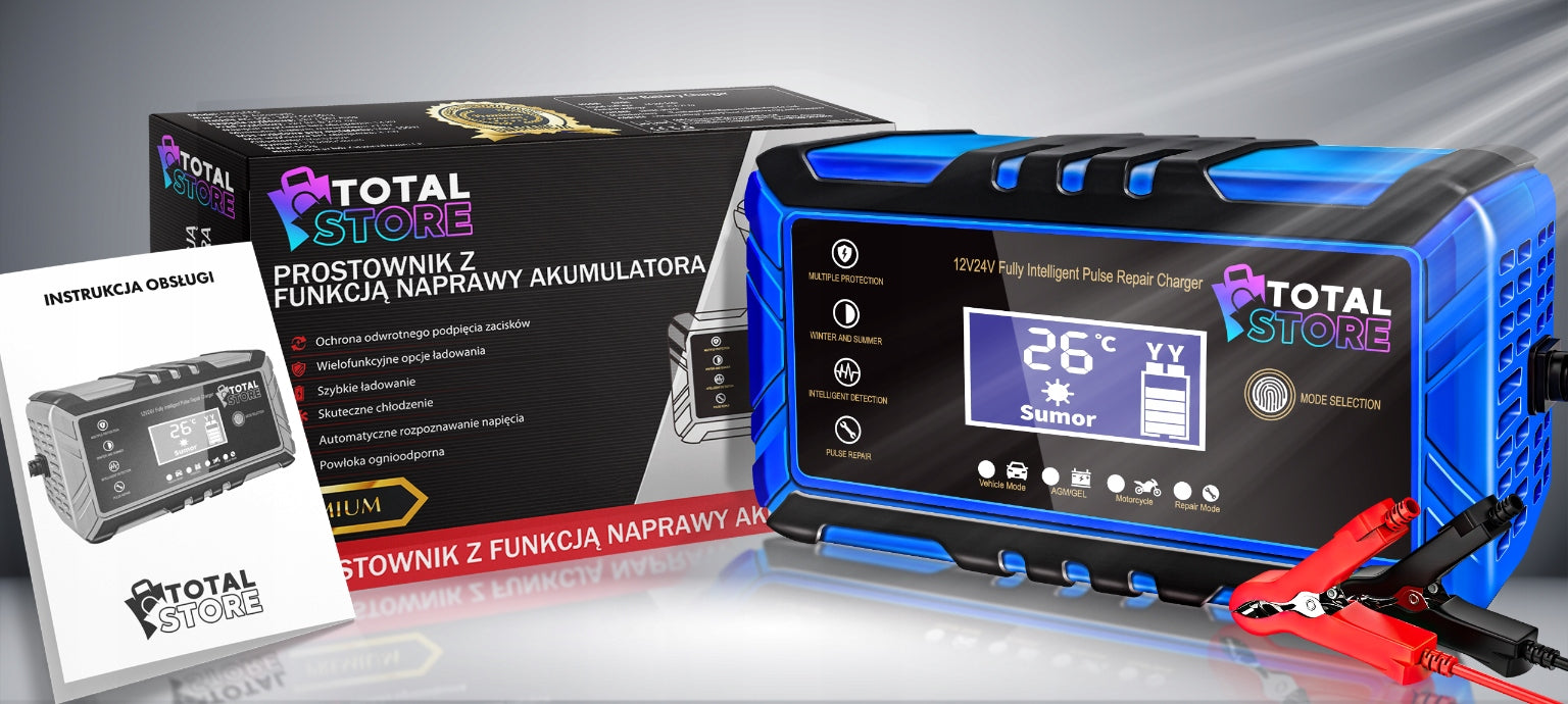 Automatinis stiprus automobilių akumuliatorių įkroviklis su atstatymo funkcija Totalstore PRO  12/24V