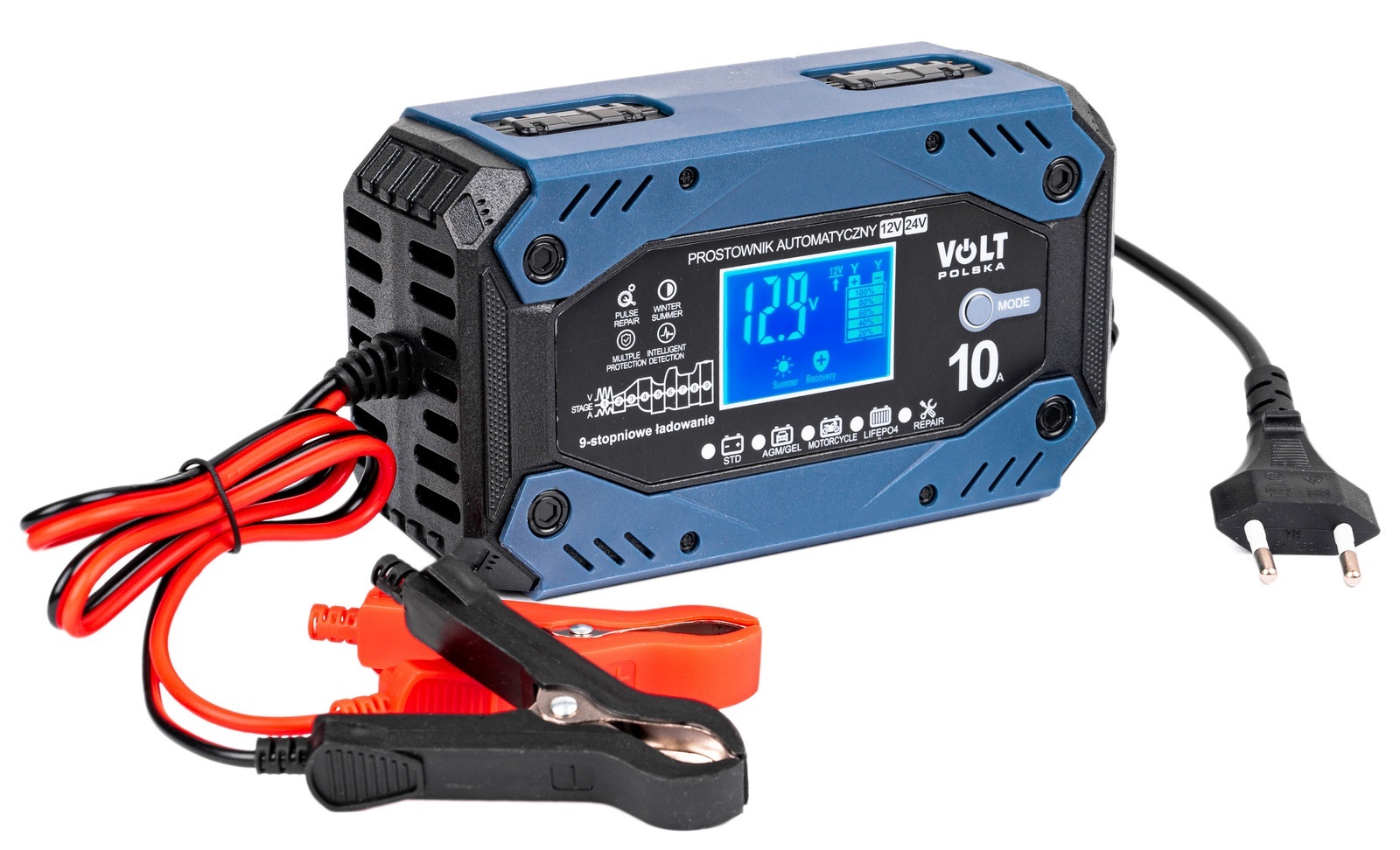 Akumuliatorių įkroviklis LCD 12V 10A, 24V 5A, LiFEPO4, AGM