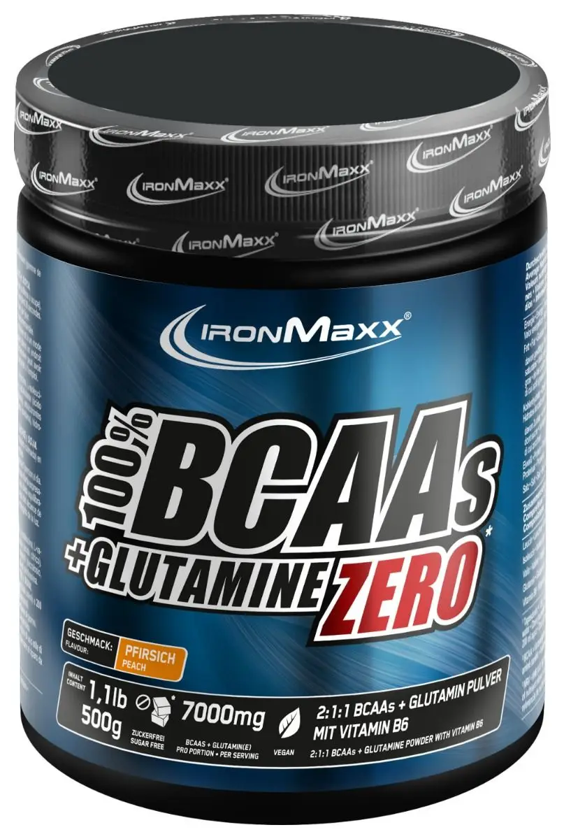 IronMaxx 100% BCAAs + Glutamine Zero 500 g. - Orange skonis