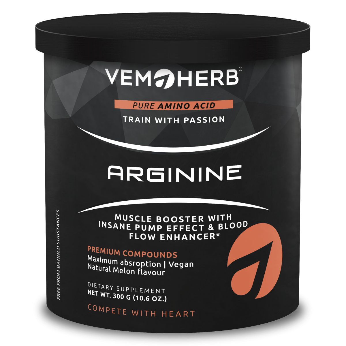 VemoHerb Arginine 300 g. - Vegan Natural Melon skonis